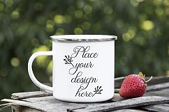 Camping tin mug mockup cup mock ups metal camp enamel vegan Product Image 1