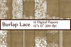 Burlap Lace Wedding digital paper Product Image 1