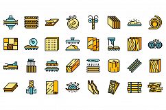 Plywood icons set vector flat Product Image 1