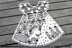 Unicorn dress paper cut SVG  DXF  EPS files Product Image 3