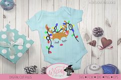 Hipster Reindeer with Christmas lights svg, Baby deer, kids Product Image 4