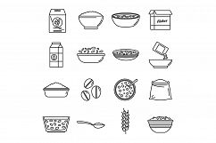 Breakfast cereal flakes icons set, outline style Product Image 1