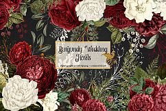 Burgundy Wedding Floral Clipart Product Image 1