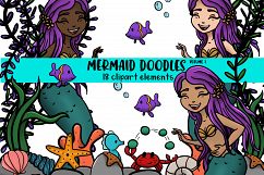 Mermaid Doodles Volume 1 18 clip art elements Product Image 1