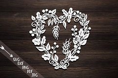 Harvest Thanksgiving heart wreath paper machine cut svg pdf Product Image 1