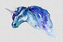 Cute colorful unicorn horses PNG watercolor set Product Image 1