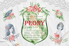 Watercolor peonies romantic floral clipart Product Image 21