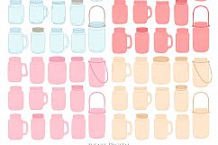 Hot Pink Mason Jar Floral Wedding Clipart Product Image 4