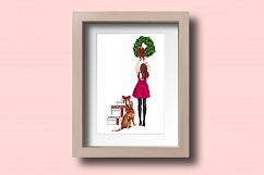 Fashion illustration - Christmas Girl 7 - Redhead Product Image 5
