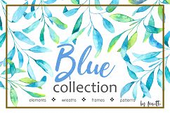 Blue plants. Watercolor set Product Image 1