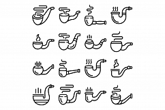Smoking pipe icons set, outline style Product Image 1