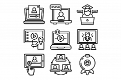 Webinar icons set, outline style Product Image 1