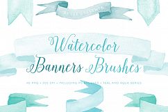 Photoshop Brushes Watercolor Banner with bonus PNG clipart Product Image 1