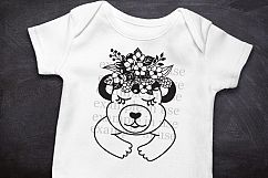 Bear face with flowers crown plotter cutting file printable Product Image 3