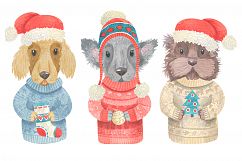 Winter Dogs Watercolor Clipart Collection Product Image 3