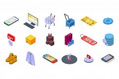 Online shopping icons set, isometric style Product Image 1