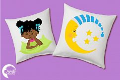 Slumber party, Pyjama Party clipart, African American girls MEGA Bundle, graphics AMB-2336 Product Image 3
