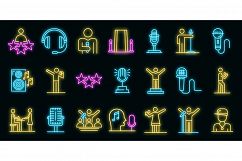 Singer icons set vector neon Product Image 1