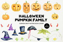 Halloween Pumpkin Family Clipart, Personalised Print Creator Product Image 2