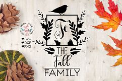 Fall Autumn - Family Name &amp; Monogram Frame in SVG, DXF, PNG Product Image 1