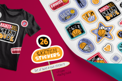 Basketball. Sketch stickers. Product Image 1
