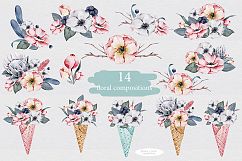 Floral icecream big watercolor set Product Image 3