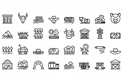 Ranch icons set, outline style Product Image 1