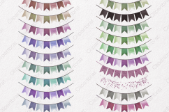 WATERCOLOR BUNTING BANNERS Clipart Watercolour Flags Greenery &amp; Rose Pink Confetti Wedding Party Invitation Graphics Product Image 2