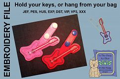 ITH Bass Guitar Key Fob - Embroidery Design Product Image 2