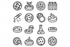 Petri dish icons set, outline style Product Image 1