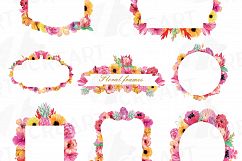 Floral frames watercolor clip art collection, Borders, sweet digital labels, floral borders clip art, digital stamp, wedding frames Product Image 1