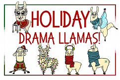 Holiday Clipart-llama Clipart-xmas Clipart-Cartoon-Sticker Clipart-Digital-Llama-alpaca Art-Funny-Digital Llama-Llama Drama-Commercial Product Image 1