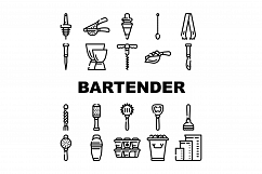 Bartender Accessory Collection Icons Set Vector Product Image 1