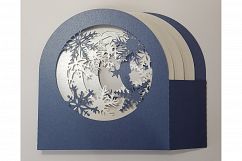 Snow Globe Winter Village shadow box card Product Image 5