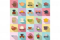 Tea ceremony icons set, flat style Product Image 1