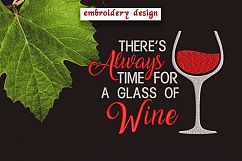 Glass of Wine sayings Embroidery Design Product Image 1