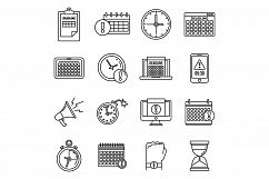 Work deadline icons set, outline style Product Image 1