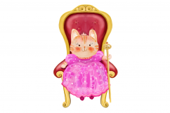 Pink Princess Cats CLIP ART | 8 PNG/JPEG illustrations Product Image 9