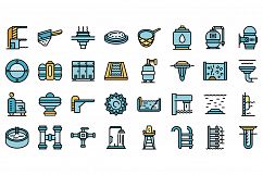 Equipment for pool icons set vector flat Product Image 1