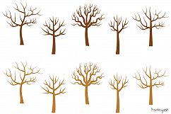 Bare tree silhouette clipart, Leafless tree clip art Product Image 3