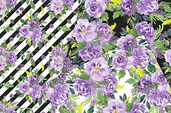 Purple Watercolor Floral Digital Paper Product Image 5