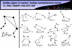 zodiac vector silhouette / zodiac constellations svg vector / zodiac clipart svg / zodiac printable icons / zodiac sign / Svg / EPs / Dxf Product Image 2