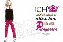 Princess Saying Prinzessin German Crown Machine Embroidery Product Image 1