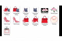 13 Painted Luxury Bags Clip Arts, Fashion and Peony Clip Art Product Image 2