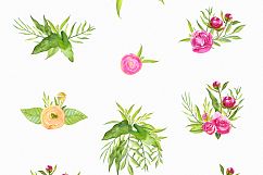 Watercolor Bright Peonies &amp; Twigs Product Image 3