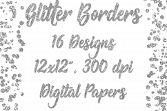 Silver Glitter Borders Digital Paper Product Image 2