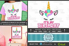 Its My Birthday Unicorn Glitter Shirt Design SVG File - 1059 Product Image 1