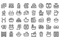 Cheese production icons set, outline style Product Image 1