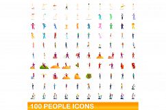 100 people icons set, cartoon style Product Image 1