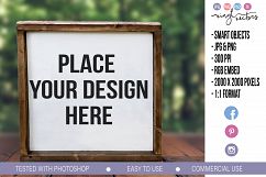 Farmhouse Style Wood Sign Mockup Rectangle Frame PSD JPG PNG Product Image 1